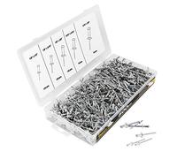 Alltrade Tradespro 836341 - Assortimento di rivetti in alluminio, 500 pezzi, varie dimensioni, elementi di fissaggio con custodia organizzata