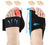 Alluce Valgo Correttore,2 Pezzi Tutore Alluce Valgo con 2 Paio Separatore Dita Piede,Correttore Alluce Valgo con Cintura di Correzione,Traspirante Divaricatore Alluce Valgo per Donna e Uomo,Nero