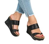 Alluce Valgo Donna Sandali con Zeppa,Estate Casuale Ortopedico Pantofole con Supporto Dell'arco Plantare,Elegante Correzione del Piede Spiaggia Infradito,per Alluce Valgo ( Color : Black , Size : 38 E