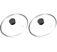ALLUFLON Coperchi Coperchio Vetro Bordo Inox, Nero, 20 cm (Confezione da 2)