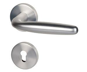 Alluminio Alpertec Ray II - R rosone set per casa un corridoio porte in alluminio anodizzato con bottone automatico set PZ maniglia porta guarnizioni, Colore Argento, 40361010PO