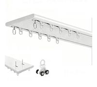 Alluminio Doppio Binario Soffitto Asta con Clip Hoo per Scorrevole s 4.30m (14.1ft) con Clete Installat Accessori