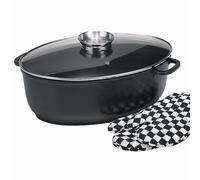 Alluminio Gansebräter Delta 38cm Roaster Casseruola Padella Nero Coperchio Nuovo