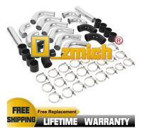 Alluminio Turbo Intercooler Pipe Kit+Clamp+Black Silicone Hose Universal 3" 76mm