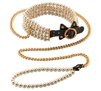 Allure - collare con perle e guinzaglio (nero)