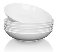 ALLUSEIT Piatti Pasta Ceramica, 23cm Grande Ciotole per Pasta Set di 6, Insalatiere, Piatto Profondo, Piatti Portata Porcellana Ossea, Adatto al Microonde, Lavabile in Lavastoviglie, Bianca