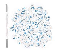 Allwon 100 pezzi adesivi in metallo per tavolozza magnetica ombretto vuoto tavolozza trucco + spatola di deposito (50 pezzi rotondi + 50 pezzi quadrati)