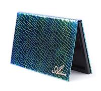 Allwon Tavolozza magnetica per trucco a forma di sirena verde, con specchio e 30 adesivi in metallo, per ombretto, rossetto, fard in polvere