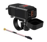 ALLWSLucky Presa USB per Moto, 18W QC3.0 30W PD Caricabatteria USB Moto Impermeabile Ricarica Rapida con Interruttore e Voltmetro a LED, US B Manubrio per Marine Auto Camper SUV Barche (ROSSO)
