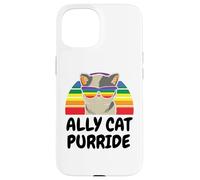 Ally Cat Purride Cool Gay Pride Rainbow Flag Proud Ally Cat Custodia per iPhone 15