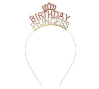 ALLY-MAGIC Cerchietto per compleanno, corona di compleanno con glitter, diadema da principessa, in metallo, con strass, regalo di compleanno per donne, accessori per compleanno Y9PRINCESSFG (oro)