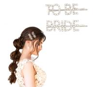 ALLY-MAGIC Fermaglio per capelli da sposa, 2 pezzi, con strass glitterati e scritta "Bride to Be", accessori per donne e ragazze, per addio al nubilato e matrimoni, Y11XNYZFJ