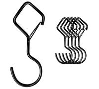 ALLY-MAGIC Gancio per appendere, gancio a S nero con fusibile, gancio per asta appendiabiti per cucina, officina, bagno, giardino, camera da letto, esterno, E23-HSGG5