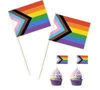 ALLY-MAGIC Rainbow Pride Y4CHQQ - Bandiere per stuzzicadenti, 100 pezzi, decorazioni per cupcake LGBTQ Pride, accessori per orgoglio, mini stuzzicadenti, bandiere alimentari, per feste