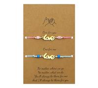 ALLY-MAGIC Y5LOVEYYSL - Braccialetti dell'amicizia per bambini, fatti a mano, con scritta "Love", per migliore amico, con cordoncino abbinato, regalo di compleanno per bambini, amici, 2 pezzi