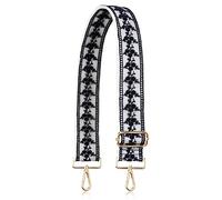 ALLZEDREAM - Tracolla di ricambio per borsa a tracolla, 5,1 cm di larghezza, regolabile, con paillettes ricamate in pizzo, Pizzo Nero Bianco, 5CM