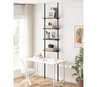 ALLZONE Libreria regolabile alta e stretta per camera da letto, libreria a scala a 4 livelli per piccoli spazi, scaffale alto con contenitore aperto, altezza da 162 a 293 cm