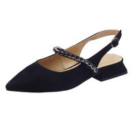 Alma en Pena V240363 Suede Black Sandali eleganti a punta per Donna in nabuk ner