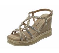 Alma en Pena V251240 Suede Sand Sandali eleganti per Donna con brillanti argento