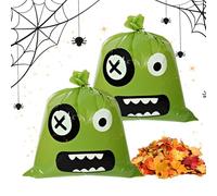 almacenamiento de basura de Halloween de 2 piezas para el jardín del jardín del jardín del jardín | Bolsa de hoja de Halloween: bolsas de desecho de calabaza reutilizables para patio, favores de fiest