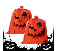 almacenamiento de basura de Halloween de 2 piezas para el jardín del jardín del jardín del jardín | Bolsa de hoja de Halloween: bolsas de desecho de calabaza reutilizables para patio, favores de fiest