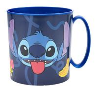 ALMACENESADAN, 2062 Tazza in plastica riutilizzabile per microonde, con licenza Disney Stitch Palms, senza BPA e capacità di 350 ml