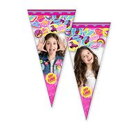 ALMACENESADAN 2366 Confezione da 6 Cono Disney Soy Luna Ideale per Feste e Compleanni Sacchetti per gommose o Regali Prodotto in plastica Dimensioni 20 x 40 cm, 8435510323660