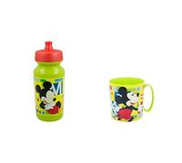 ALMACENESADAN 4687, confezione Disney Mickey Mouse, composta da tazza microonde 350 ml e bottiglia d'acqua da 340 ml, prodotto riutilizzabile, senza BPA