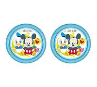 ALMACENESADAN 4734, confezione Disney Mickey Mouse; composto da 2 piatti riutilizzabili per compleanno, mettere snack o uso quotidiano, diametro 18,5 cm; prodotto riutilizzabile, senza BPA