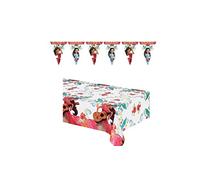 ALMACENESADAN-4745, Confezione Disney Elena de Avalor, composta da tovaglia Festa 120 x 180 cm e lineare di 9 bandierine di 2,40 Metri Circa, Ideale per Feste e Compleanni, Multicolore, 8435510347451