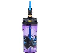 ALMACENESADAN, 4909; bicchiere figurina 3D con canna riutilizzabile Batman; capacità 360 ml; prodotto riutilizzabile; privo di BPA.