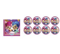 ALMACENESADAN, 5114, Confezione festa compleanno; Confezione 8 piatti di cartone 23 cm e confezione 20 tovaglioli di carta 33x33 cm; della licenza (Shimmer and Shine)