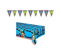 ALMACENESADAN, 5117 Pack Festa Compleanno; Confezione Tovaglia Festa 120x180cm e Lineare di bandierine 2,40 Metri circa; Licenza (Topolino e superpiloti)