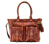 ALMADIH Borsa in pelle di vaccetta donna EVA marrone deluxe Bandoliera a mano Borsetta a tracolla tracollina monospalla Shopping Porta documenti da lavoro satchel tote grande capacita