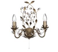 Applique Classica Almandita Acciaio Marrone Vetro Oro 2 Luci E14