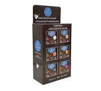 ALMAR - Kit Espositore Cioccolata Calda Cortina 6 Gusti alla Frutta, 90 Bustine Monodose da 30g con 6 Menu e Totem, Cioccolata Italiana Cremosa e Vellutata per Bar e Locali
