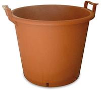 AlmaStore Tinozza Vaso Mastello 90Lt, ø 60cm, h.48cm Color Terracotta per Piante da Giardino, Orto, Vivaio, Edilizia - Resistente in polietilene ad alta densità (LDPE) - Vasi con Manici - Mastellone