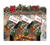 ALMATEX SRL Calza di Natale da Appendere con Nome cm.20 h.cm.33 Calze Befana Personalizzate Natalizie Christmas Stockings per Decorazione per Feste Familiari (20 x 33, PIGNE, 3)