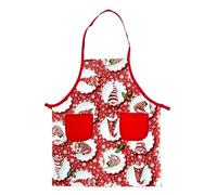 ALMATEX SRL Grembiule bambino cucina in cotone fantasia natalizia, cm.52×43 con 2 tasche, profili e cordoncini rossi - Made in Italy (GNOMO)