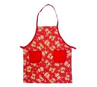 ALMATEX SRL Grembiule bambino cucina in cotone fantasia natalizia, cm.52×43 con 2 tasche, profili e cordoncini rossi - Made in Italy (ORSETTO)