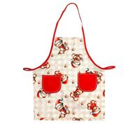 ALMATEX SRL Grembiule bambino cucina in cotone fantasia natalizia, cm.52×43 con 2 tasche, profili e cordoncini rossi - Made in Italy (9.153) (TEDDY)