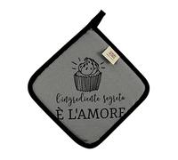ALMATEX SRL Presina cucina con Frasi Divertenti LINEA CUCINAZZA cm. 20x20 Realizzato con tessuto 100% riciclato Ecosostenibile certificato future (Made in Italy) (ST_D_GRIGIO)