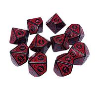 Almencla 10 Dadi Acrilici Multi-faccia D10 per Giochi Da Tavolo, Accessori Didattici per La Funzione Matematica, Adatti per Feste, Rosso