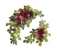 Almencla 2 Pezzi Fiori per Arco Nuziale Decorazioni per Cerimonia Ghirlanda Artificiale Composizioni per Sedia Da Appendere Leggeri E Facili Da Fissar, Rosso