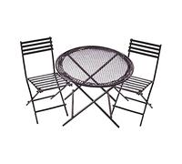 Almencla 3 Pezzi Miniatura Sedia Tavolo Ferro Modellino Mobili Casa Bambole Ornamento Rustico Adatto per Regalo Decorazione Casa Camera Soggiorno Cucina Balcon, Nero