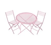 Almencla 3 Pezzi Miniatura Sedia Tavolo Ferro Modellino Mobili Casa Bambole Ornamento Rustico Adatto per Regalo Decorazione Casa Camera Soggiorno Cucina Balcon, ROSA