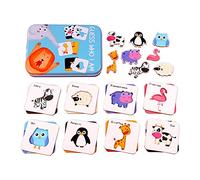 Almencla 8 Pezzi Gioco di Abbinamento Carte Flash Puzzle con Peg Animali in Legno Sicuro per Bambini Sviluppo Adatto a Regalo Compleanno Educativo