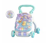 Almencla Children Learning Deambulatore Bambini Carrello Centro Attività 2 in 1 con Pannello Staccabile Luci Musica Tasti Piano Stabilità Regolabile Ruote, style to 4