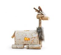 Almencla Figura di Illuminata in Legno per Natale Intaati a Mano Adatta per Libreria Comodino di Ingresso Creare Un Focale FESTIVITÀ Invernali, 24.5x9.5x27