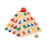 Almencla Gioco Piramide Bambini Gioco Educativo Puzzle Forme Abbinamento Colori Gioco di Abilità con Bastoncini in Legno Stimola Pensiero Critico Turni con